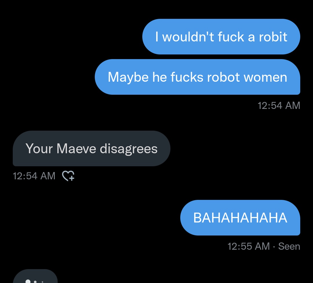 BiConditions's tweet image. ; Maeve getting roasted 😭😂