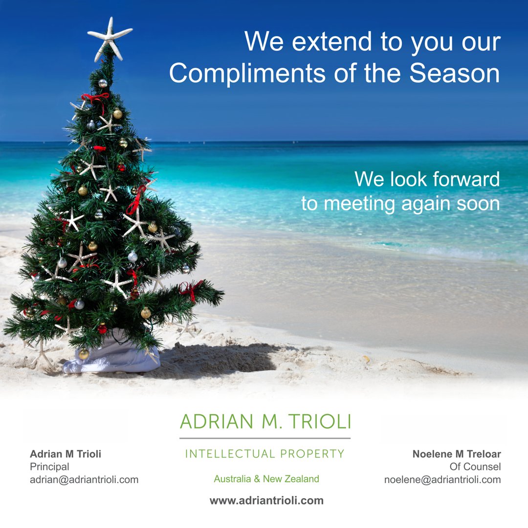 ATrioli's tweet photo. We extend to all our friends, colleagues, Twitter and LinkedIn connections our Season's Greetings #patents #intellectualproperty #australia #newzealand https://t.co/Fuf2pbvJjW