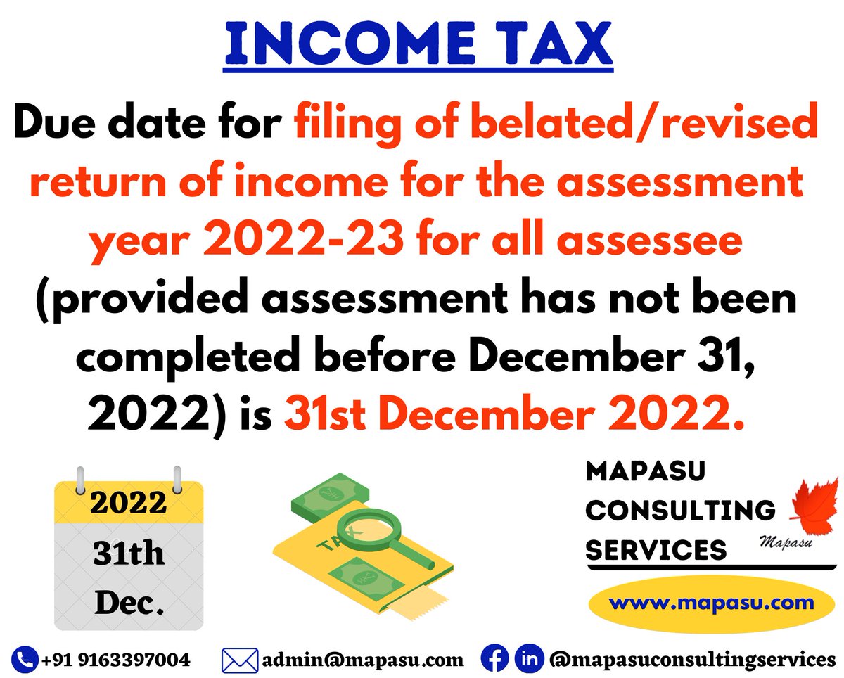 Mapasu on Twitter "Due date for filing of belated/revised return for