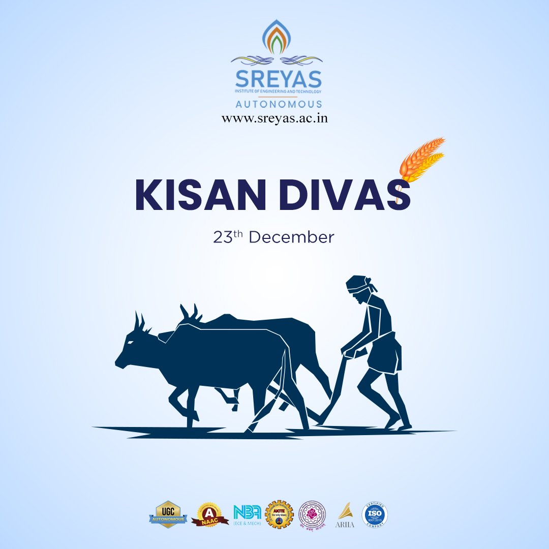 Our farmers work day and night to provide food on our plates. This Kisan Diwas, let's celebrate them and be grateful! Happy Kisan divas

#kisandiwas  #farmers  #indianfarmers  #engineeringinstitute #knowledge #industryleader