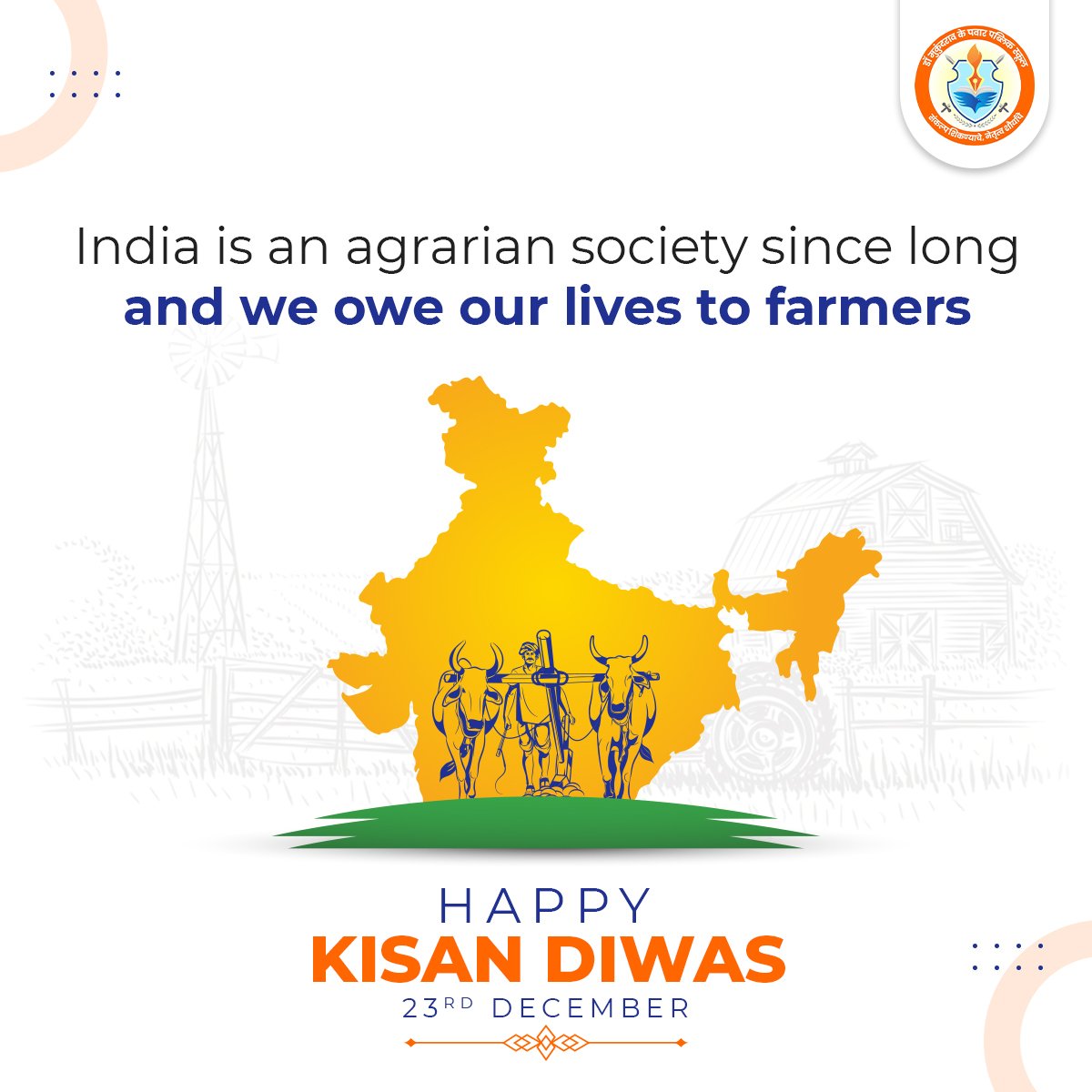 mkppsofficial's tweet photo. As Jai Jawan Jai Kisan was a slogan of Lal Bahadur Shastri, the second Prime Minister of India we celebrate the farmers of India because of who we are able to have nutritious food for our sustenance. India celebrates Kisan Diwas with pride and gratitude.
#kisanDiwas2022 #mkpps https://t.co/bE5k4YVWzM