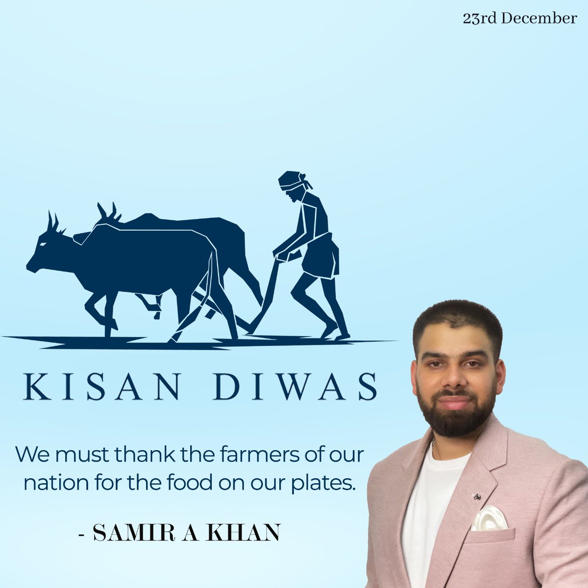 Samir1497's tweet photo. Farmers are the backbone of our nation who grow life and provide life to other humans. We must acknowledge and appreciate their efforts as they contribute so much to our nation.

#kisandiwas #farmersday #farmers #supportthefarmers https://t.co/9tFlllwCjW
