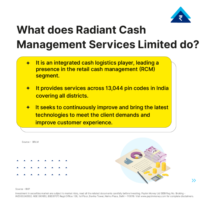 PaytmMoney's tweet photo. Friday can't get better than this! ๐
Radiant Cash Management Services Limited IPO is now live.
#IPOAlert #RadiantIPO #IPOrush #MarketUpdate #StockMarketIndia