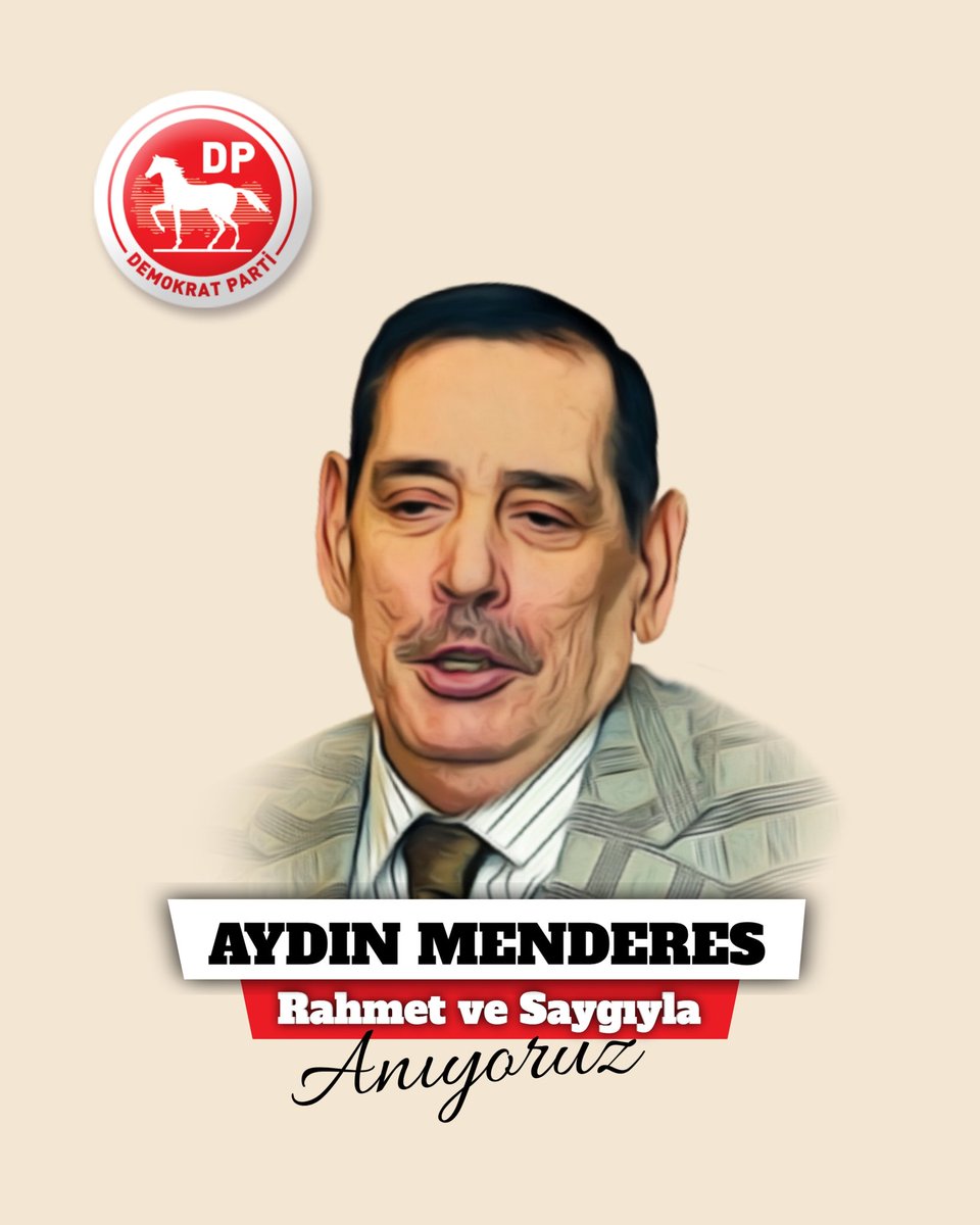 Türk siyasetinin en acı hatırasına evlat olarak tanıklık etmiş, hürriyet, adalet ve demokrasi mirasını vakar ile taşımış Merhum Aydın Menderes'i vefatının yıldönümünde saygı ve rahmetle anıyoruz.