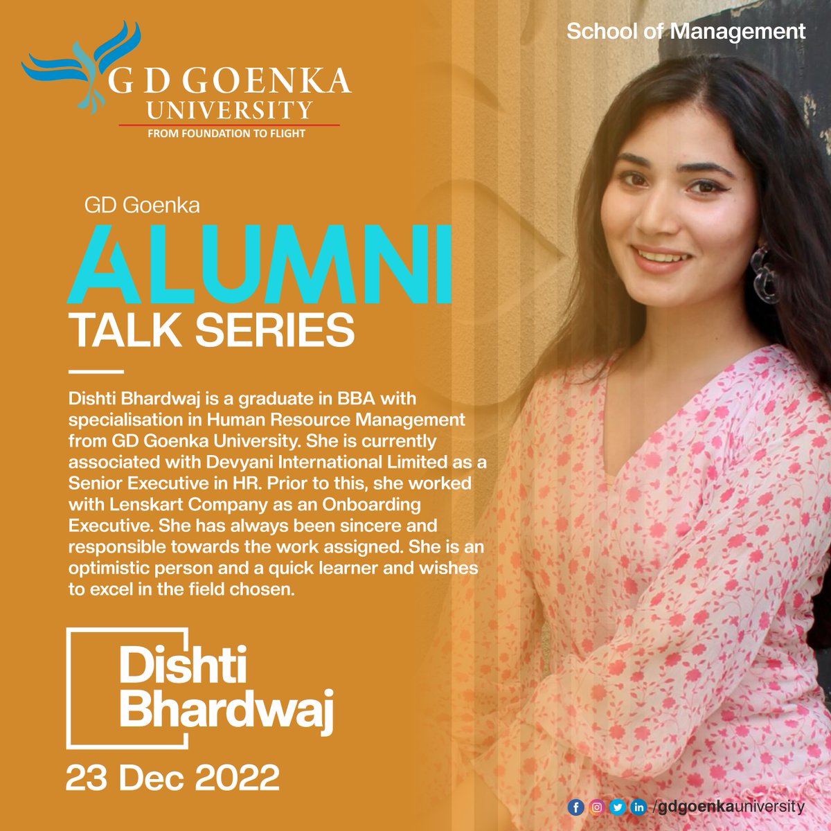 goenka_univer's tweet photo. Your Legacy goes Live. Hear it from our Alumni, School of Management.
#Alumni #GDGUAlumni #GDGoenka #GDGoenkaGroup #FoundationToFlight #29YearsOfExcellence #GDGoenkaUniversity #GrowWithGoenka #GDGU https://t.co/OLL3NMDjHe