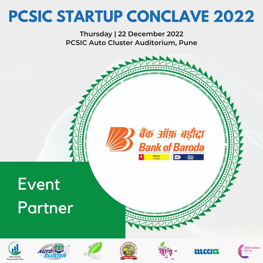 PC_SI_Centre's tweet photo. We are excited to have Bank of Baroda as the Event Partner for PCSIC Startup Conclave 2022.
#business #startup #founder #entrepreneur #innovation #startups #PCSICstartupConclave2022 #PCSICsc2022 #StartupConclave #event2022 #startupevents #tech #Maharashtra #Pune #PCMC #PCSIC https://t.co/n7IjUmf2Am
