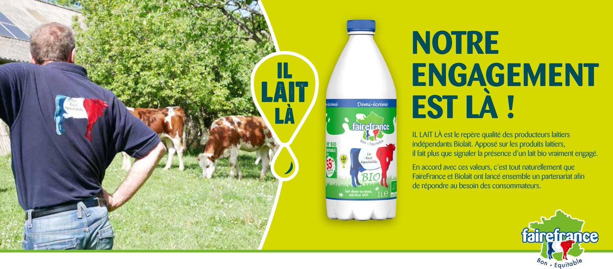 Fairefrance's tweet photo. Soutenons nos producteurs #Bio ! @BiolaitOP  affiche un nouveau logo : IL LAIT LÀ afin d'identifier facilement les produits partenaires ! Nous affichons / afficherons prochainement ce nouveau logo sur nos packagings de #laitequitable #Bio #FaireFrance ! 😍👏🤩🥛👇 https://t.co/MZlFPgilxX
