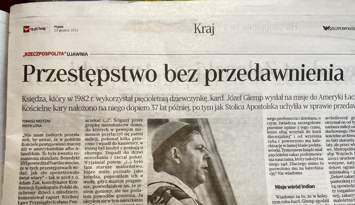 Cenckiewicz's tweet photo. Już trzeci w serii niesamowity tekst ⁦@TKrzyzak⁩ i #Litka o pedofilach pod ochroną hierarchii - smutne ale prawdziwe… brawo ⁦@rzeczpospolita⁩ https://t.co/a0mLi5WOAz