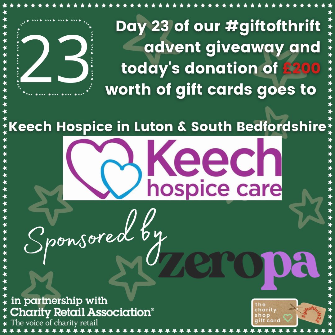 Today's donation was made by ZeroPa who have links with the Bedford area &amp; wanted their donation to go to <a href="/KeechHospice/">Keech Hospice</a> who provide free, specialist care for adults &amp; children with life-limiting and terminal illnesses &amp; vital support for their family and friends💚 #giftofthrift
