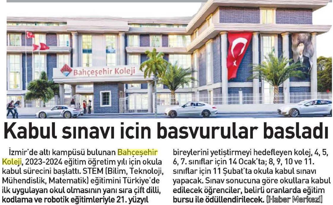 Karşıyaka’da yeni açılacak lisemiz olan 9 Eylül Kampüsü’müzün okula kabul sınavı başvuruları da başlamıştır📣
#bahcesehirkoleji