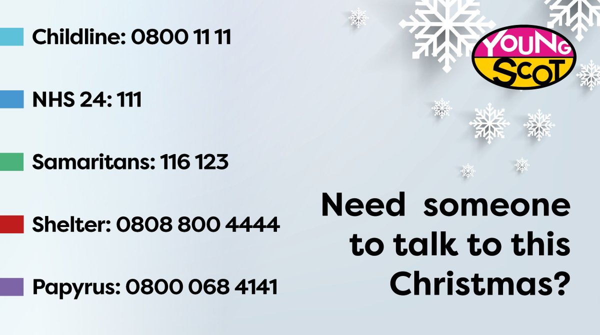 If young people are struggling this festive period and need someone to talk to, there are lots of amazing organisations offering support through the holidays

☎️ Please share our post to help young people find the help they need.