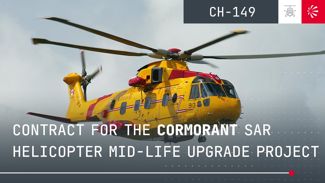 LDO_Canada's tweet photo. 🔴#PressRelease The Canadian Department of @NationalDefence has awarded #Leonardo a $1 billion CAN contract for the #CH149 #Cormorant Mid-Life Upgrade (#CMLU) Project for 16 aircraft in total https://t.co/72Yu35U1HG https://t.co/lPkBI2TeDL