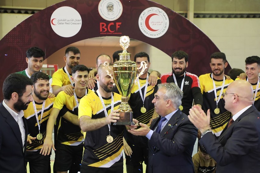 BarzaniCF's tweet photo. #QatarRedCrescent, #BCF, #IraqiRedCrescent-Erbil, organized 'From Qatar to All the World' mini football tournament for the youth in the IDP and refugee camps in #Erbil. The final match between Qushtapa and Darashakran camps was held on Saturday, Dec 17, 2022. https://t.co/bPdkuYGvyB