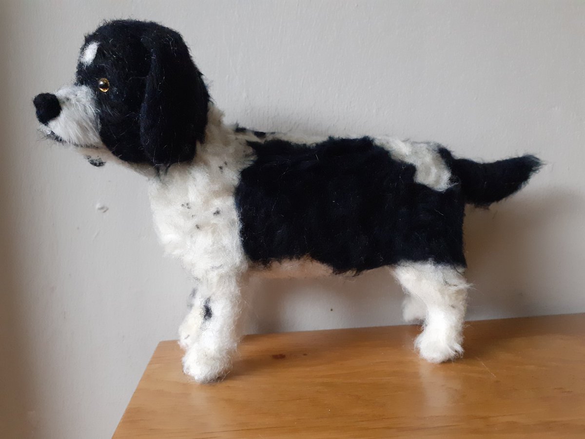 DobsonBruce's tweet photo. My latest needle felted wool commissioned replica Made up from clients own photos Built up on a wire armature so body and legs are flexible allowing them to be posed as desired Commissions are always welcome Please message me for further information 
#dogs #pets  #commissions https://t.co/vtmiXJNmdv