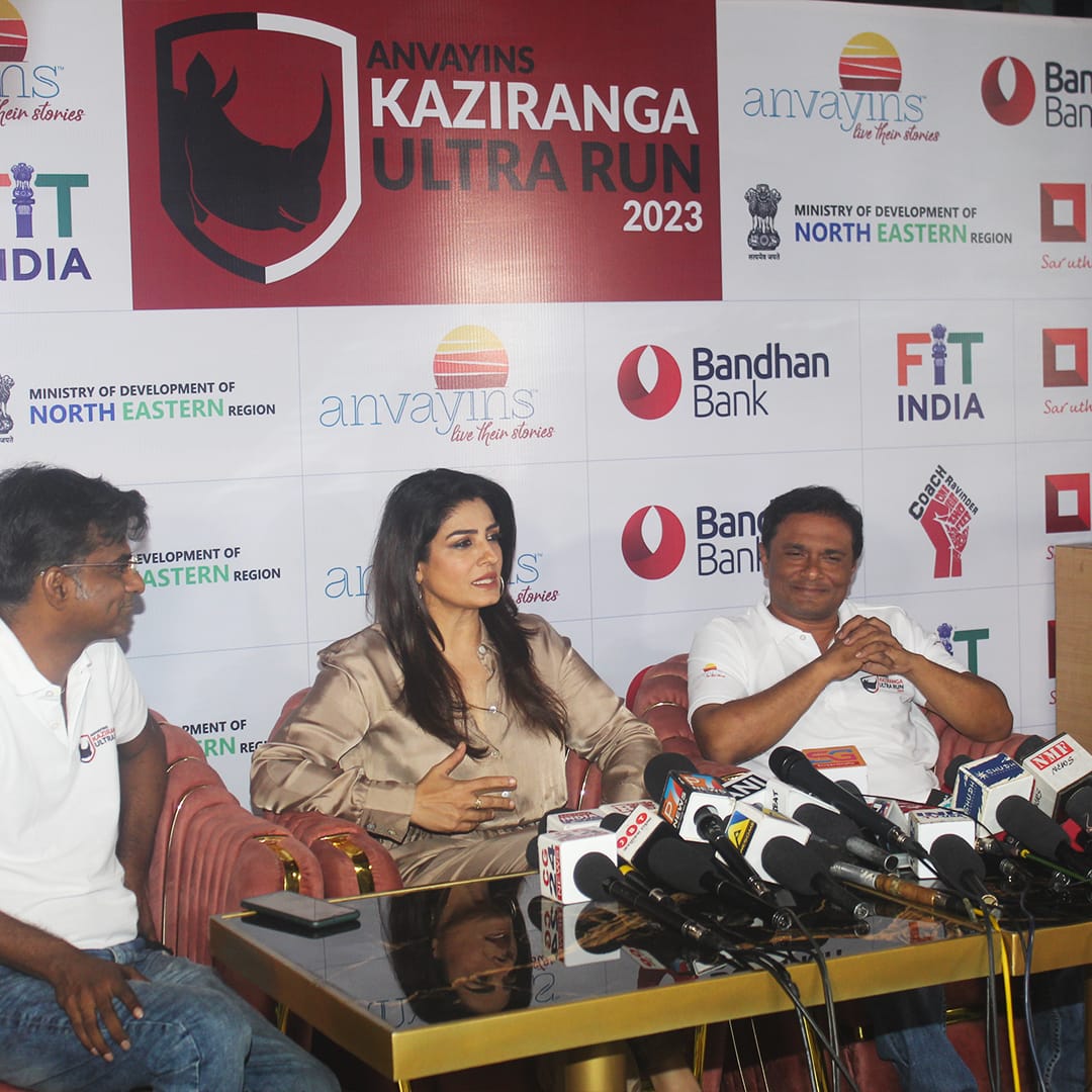 anvayins's tweet photo. Extremely grateful to Ms Raveena Tandon for lending her support to the cause of rhino conservation through the Anvayins Kaziranga Ultra Run 2023 at the press conference on Wednesday December 21, 2022 at Juhu, Mumbai.
+ https://t.co/HpBQ8benqd