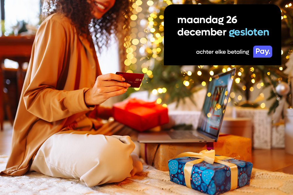 Pay. wenst iedereen fijne feestdagen en een succesvol en gelukkig 2023.
In verband met de Feestdagen hanteren wij andere openingstijden. Onze storingsdienst is in spoedgevallen bereikbaar.