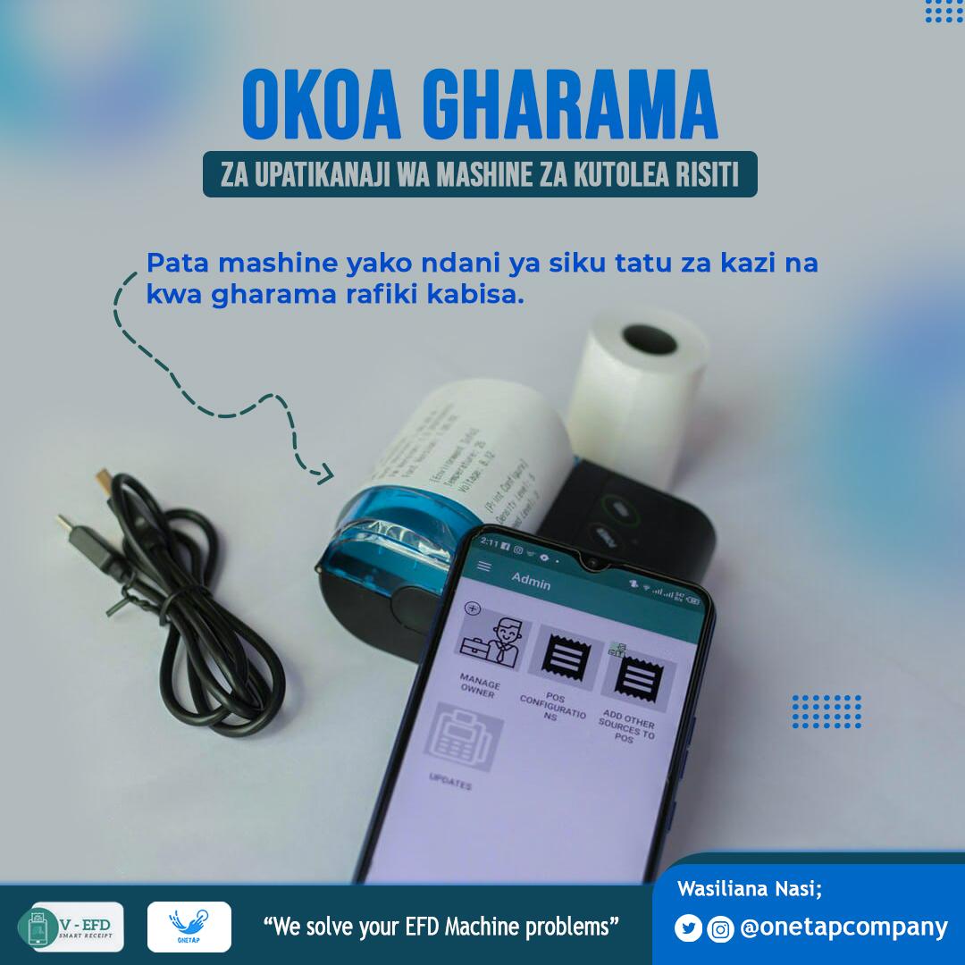 nkingaamos's tweet photo. Unachostahili Amani.
Badili EFD mashine yako sasa kuwa VFD, tumia smartphone yako pekee kutoa risiti za TRA kwa gharama nafuu.
#VFDsystem
#smartreceipt
#ONETAPCOMPANYLTD https://t.co/tkm8JV3wgq