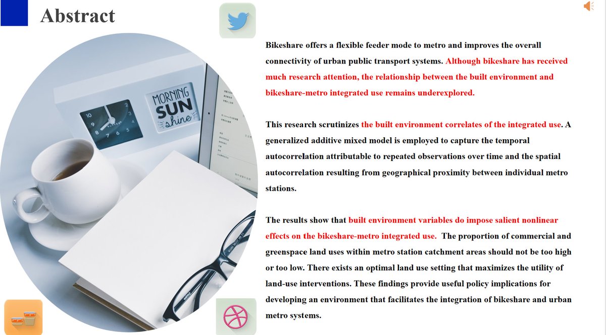 MULTRA__'s tweet photo. Today , I'd like to introduce you a paper from the magazine Mutilmodal Transportation,.It's called Promoting the integrated use of bike-share and metro: A focus on the nonlinearity of built environment effects  whose first author is Long Cheng . I hope you can learn something! https://t.co/LkeuBCdUn8