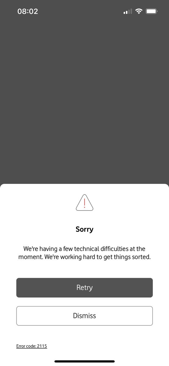 daw_mj's tweet photo. @VodafoneUK been getting this message in your app for over a week now what’s going on ? https://t.co/y5zN2nQmle