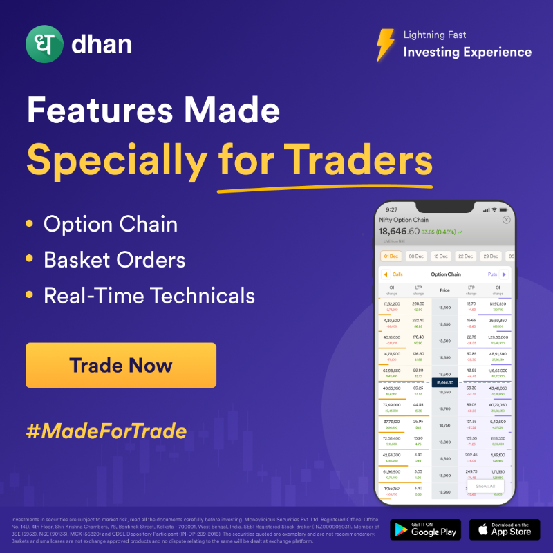 DhanHQ's tweet photo. Dhan is #MadeForTrade with awesome features like MTF, TradingView Charts, Advanced Option Chain, &amp; much more!