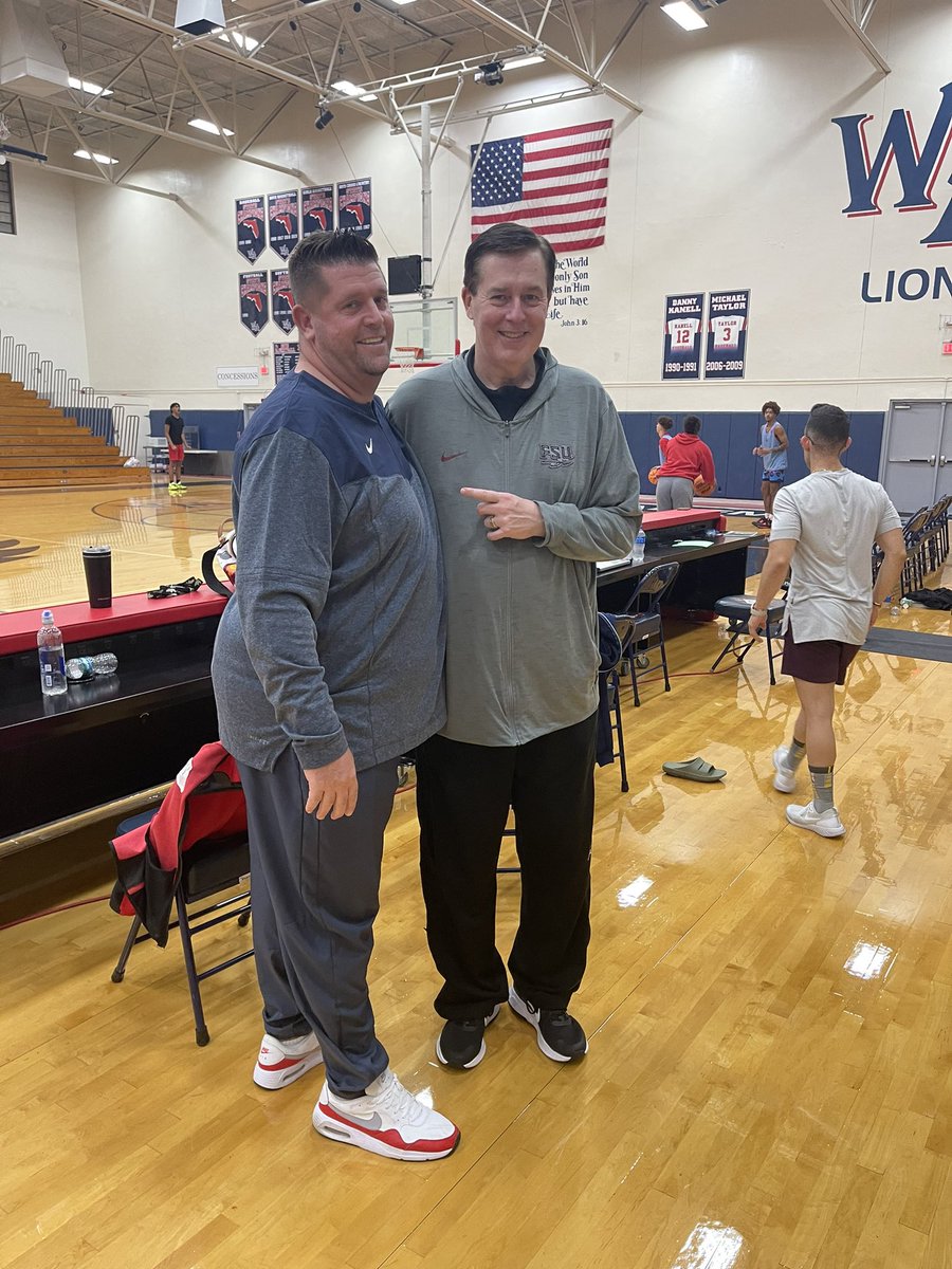 WALionsBasketb1's tweet photo. Appreciate @FSUCoachHam and @coachstanjones of @FSUHoops for stopping by practice to see the guys.  @SSHighSchools @Cassidy_Rob @FutureDraftStyl @miamidadebb @PBCBBallForum @BoxScoreReport https://t.co/tTvOjzBpna