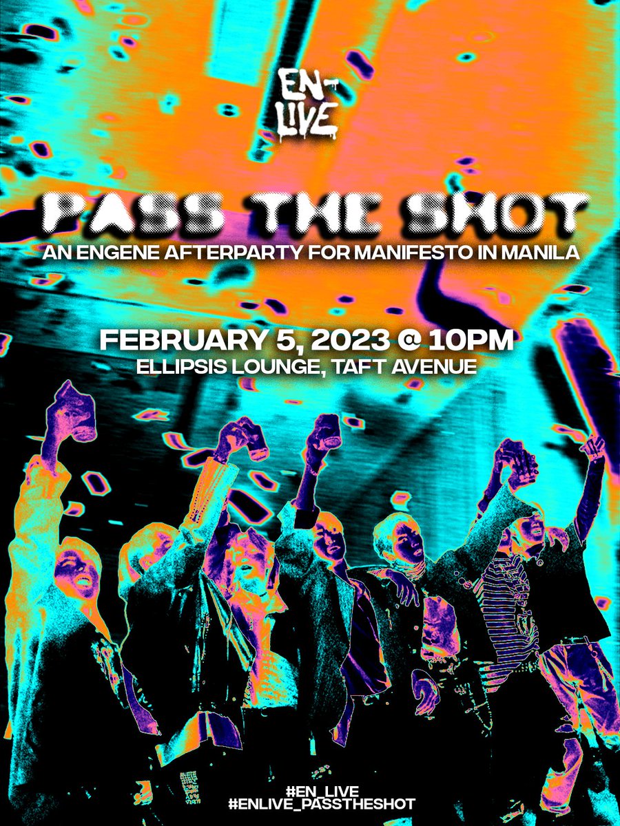 EN__LIVE's tweet photo. "Give me the mic, this is day one."
Are you ready to be cursed after being blessed by ENHYPEN on their first tour?
𓏔 Ellipsis Lounge, Taft Avenue
𓏔 February 5, 2023
𓏔 10:00pm until late
The registration form will be dropped later, 7:00pm!
#EN_LIVE #ENLIVE_PassTheShot https://t.co/iuGtIMzhSR