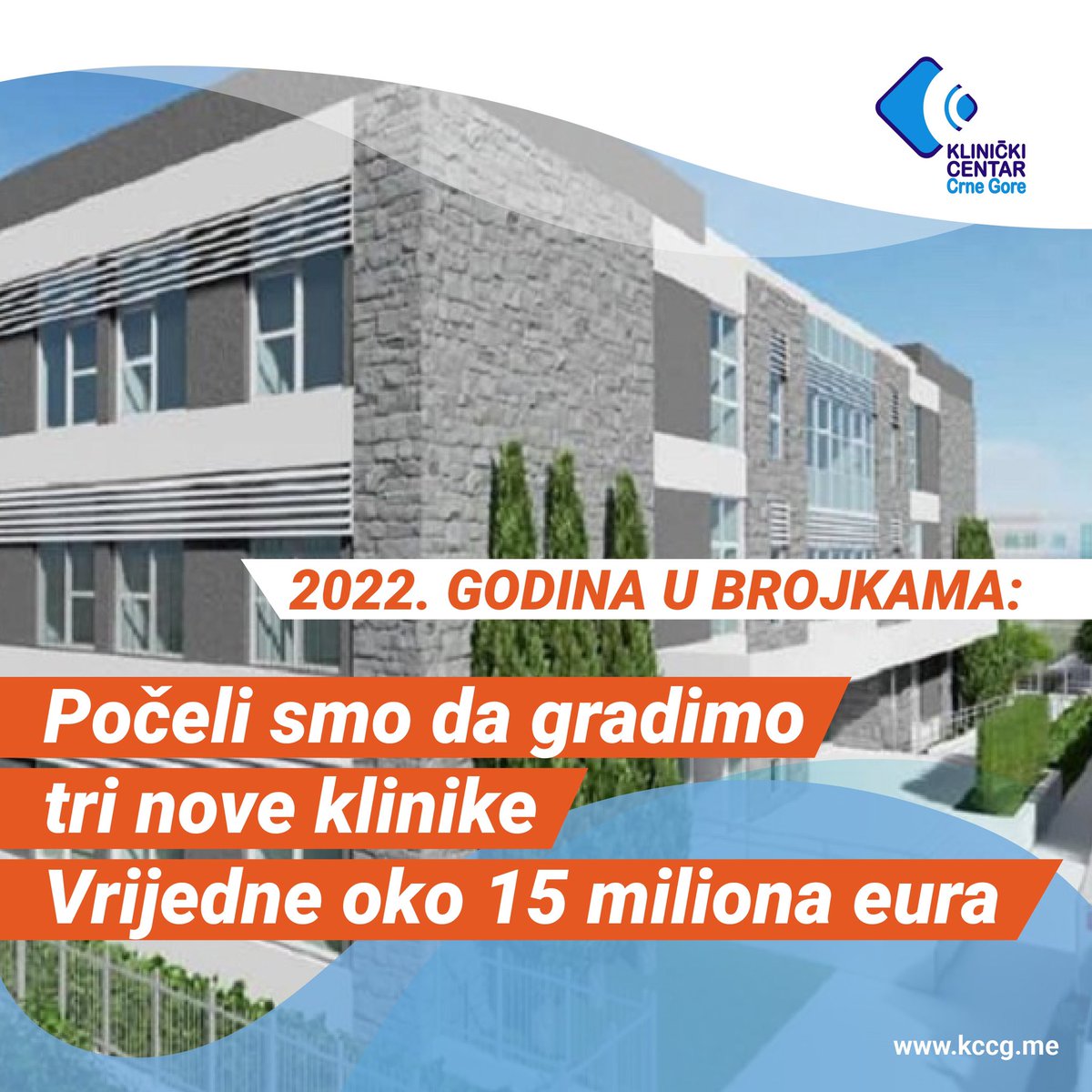 2022. godina u brojkama:

Počeli smo da gradimo tri nove klinike vrijedne oko 15 miliona eura!