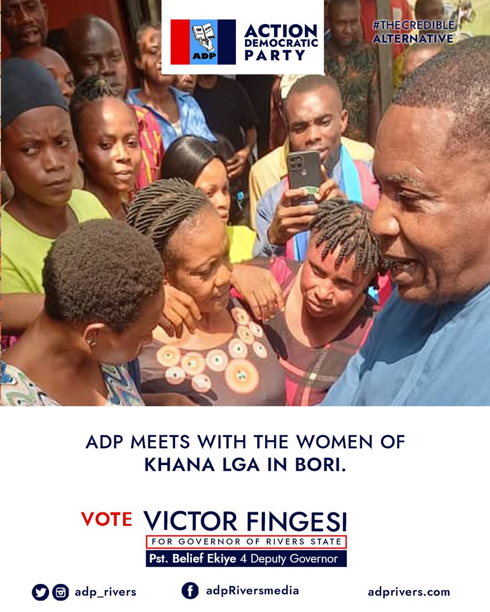 adp_Rivers's tweet photo. ADP meets with the women of Khana LGA in Bo

The ADP team encouraged our supporters and cheered on the women, thanking them for spreading the message of hope and transformation. Keep spreading positivity and goodwill; together, we can bring about real change in our community. #AD https://t.co/3fQdEWQ9N6