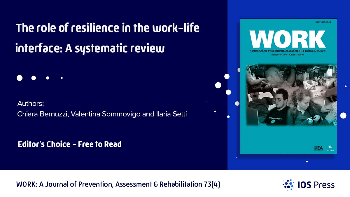 The Editor's Choice of WORK’s latest issue is the impactful study by Bernuzzi et al.
 
This review article has been made openly available for you to read, download and share!
 
➡️View: bit.ly/3WjsbLm
 
#Openlyavailable