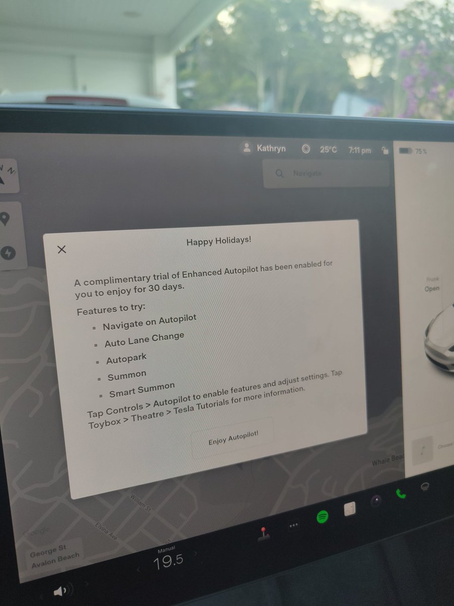 NickSmid's tweet image. Holiday trial of Enhanced Autopilot. Check your car if you have a #ModelYAU or #Model3AU 🎄🎁
