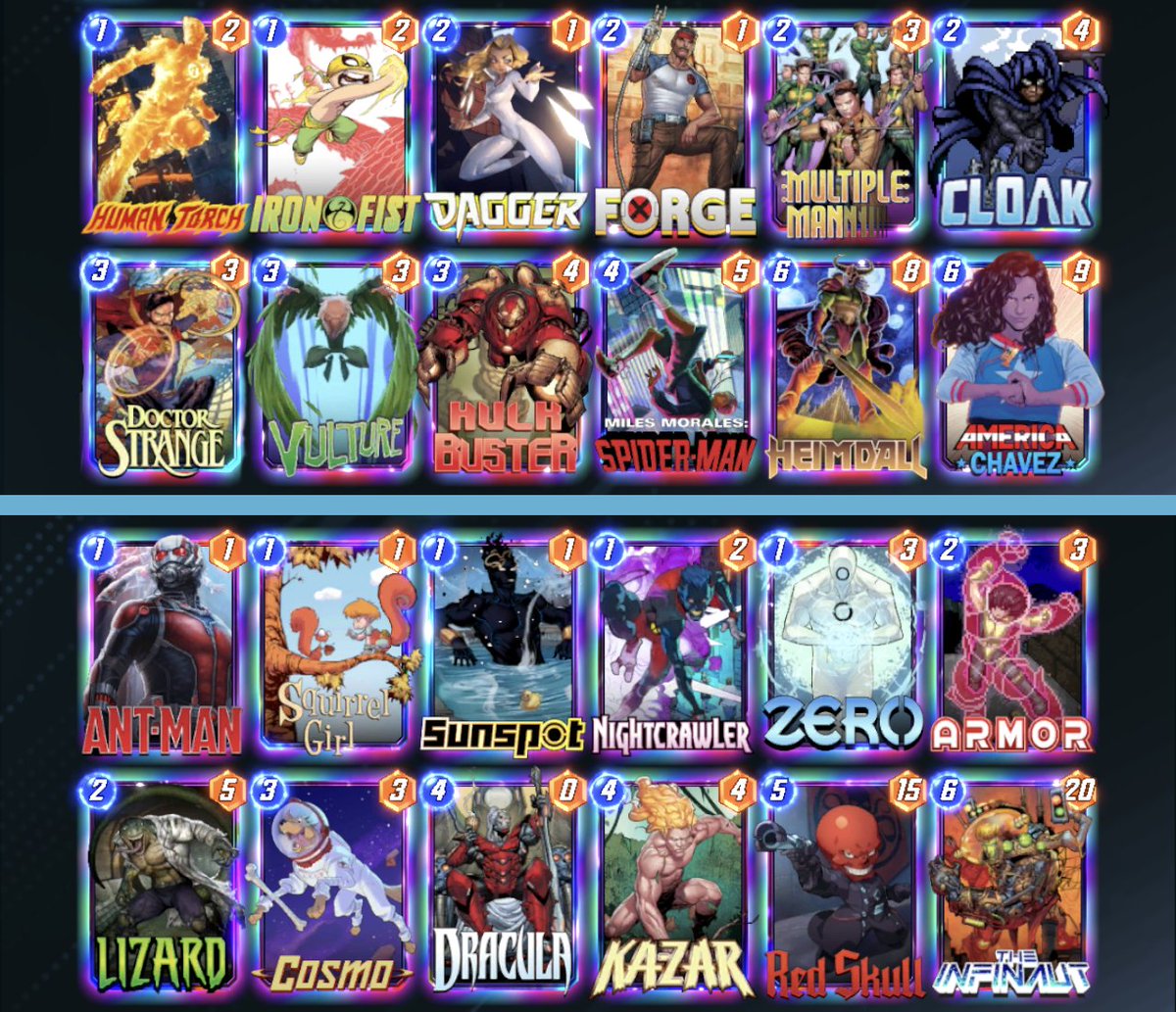 Here are a variety of recent good decks (e.g. decks with Silver Surfer, Nick Fury etc.). Feel free to swap some cards for the cards you love/have.  HAVE A FUN HOLIDAY! 🏝️❄️