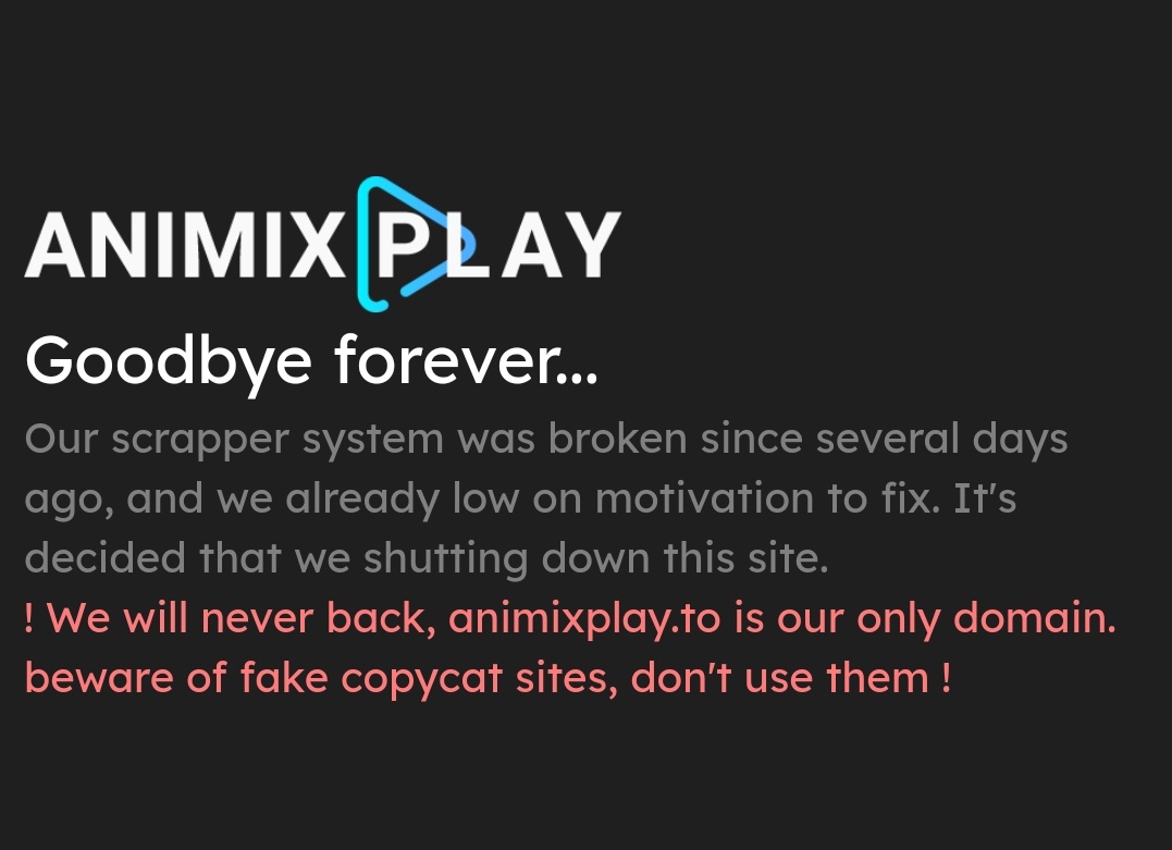 NEWS: Popular anime streaming website, Animixplay has been shut down! ~~~  #spyxfamilyanime #myheroacademiaanime #bleachanime… | Instagram