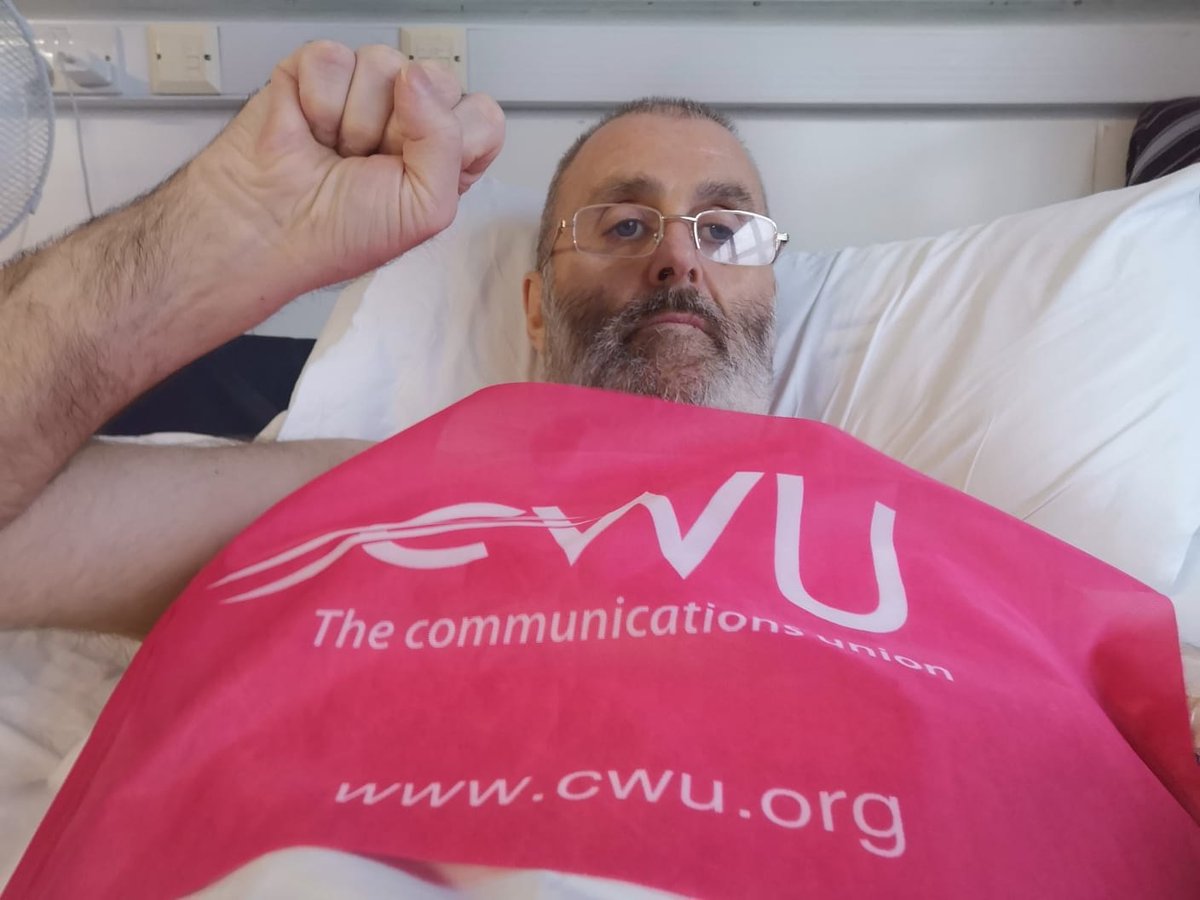 I had to take IHR in October this year due to cancer but I'm still supporting my union &amp; my ex colleague's from my hospital bed,from those who would see all agreements and your terms ripped up &amp; the race to the bottom begin! Stand fast &amp; support your union <a href="/CWUnews/">CWU</a> #staystrong ✊