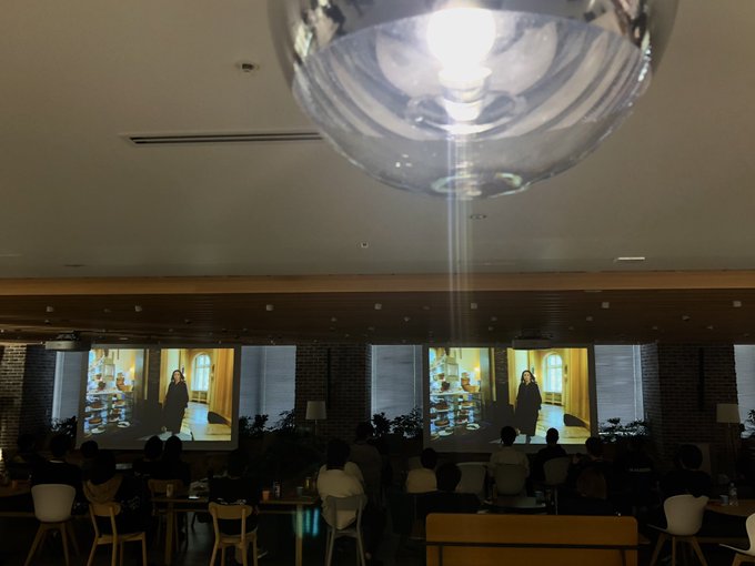HIDEO_KOJIMA_EN's tweet photo. The last Kojima Productions movie viewing party of the year. Today's viewing took place in our new cafeteria/kitchen. https://t.co/WtdNASW8TS