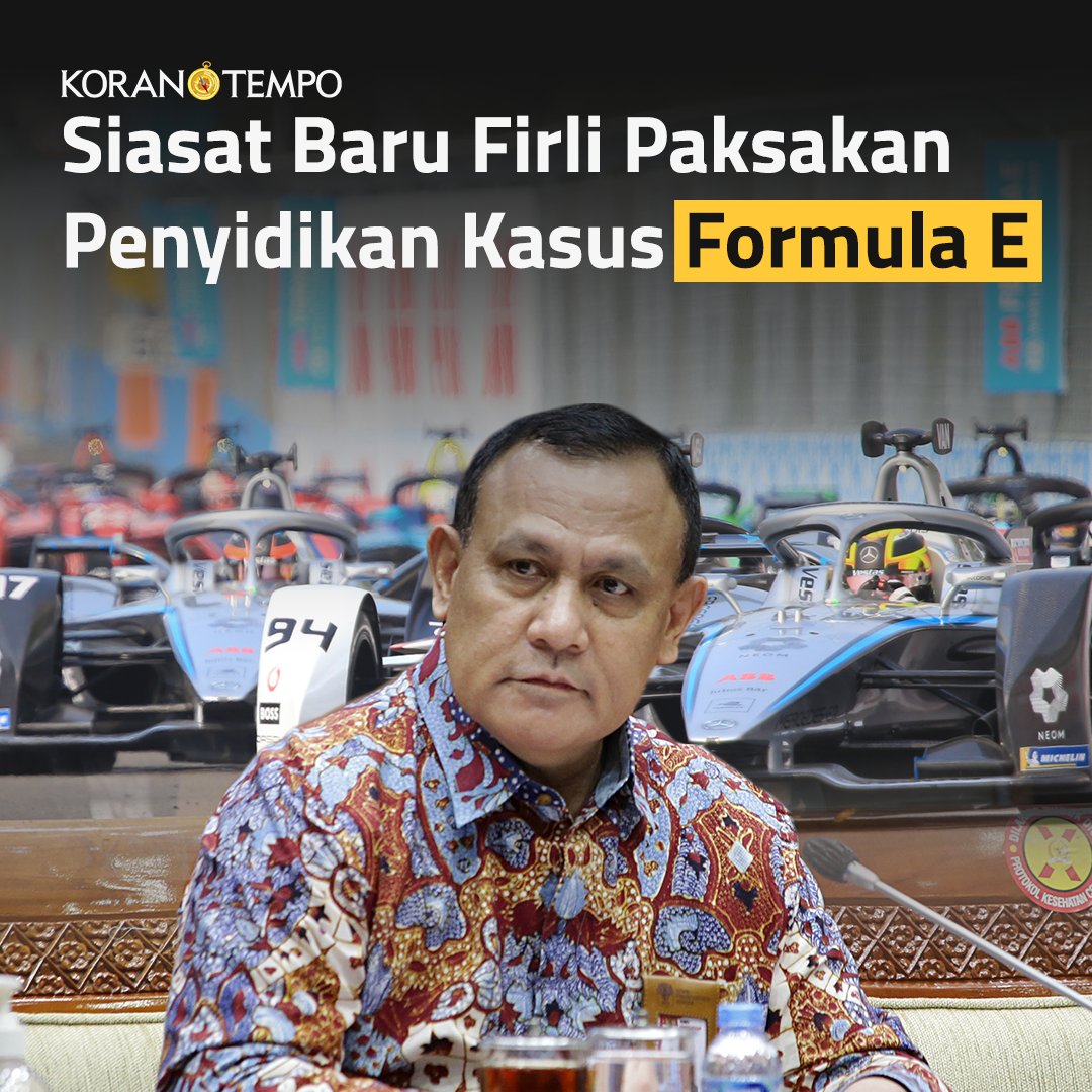 Tempo_Plus's tweet photo. Ketua KPK, Firli Bahuri, meminta tim penyelidik menaikkan kasus pengusutan Formula E ke penyidikan tanpa penetapan tersangka.
#KoranTempo https://t.co/tS0zLqi90a