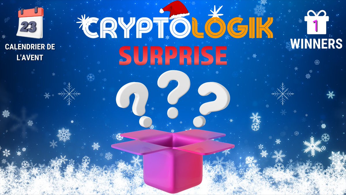 🎄Calendrier de l'Avent jour #23🎄

🎁 1 CADEAU SURPRISE ❓

✅Follow <a href="/LogikCrypto/">CryptoLogik</a>
✅Like &amp; RT
👇Optimiser vos chances de gagner
🔥Complète Gleam ⤵️
gleam.io/9oaLs/calendri…

⏳ FIN LE 26/12 à 10h00 ☕️