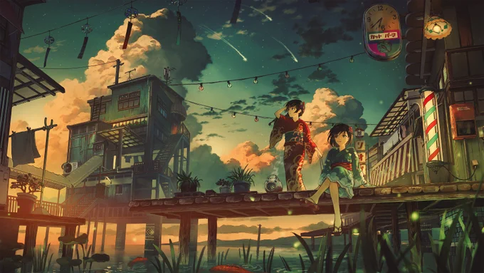 #今年も残りわずかなのでお気に入りを貼る来年はレトロ×水没の世界観の絵をもっと描いてみたい! 