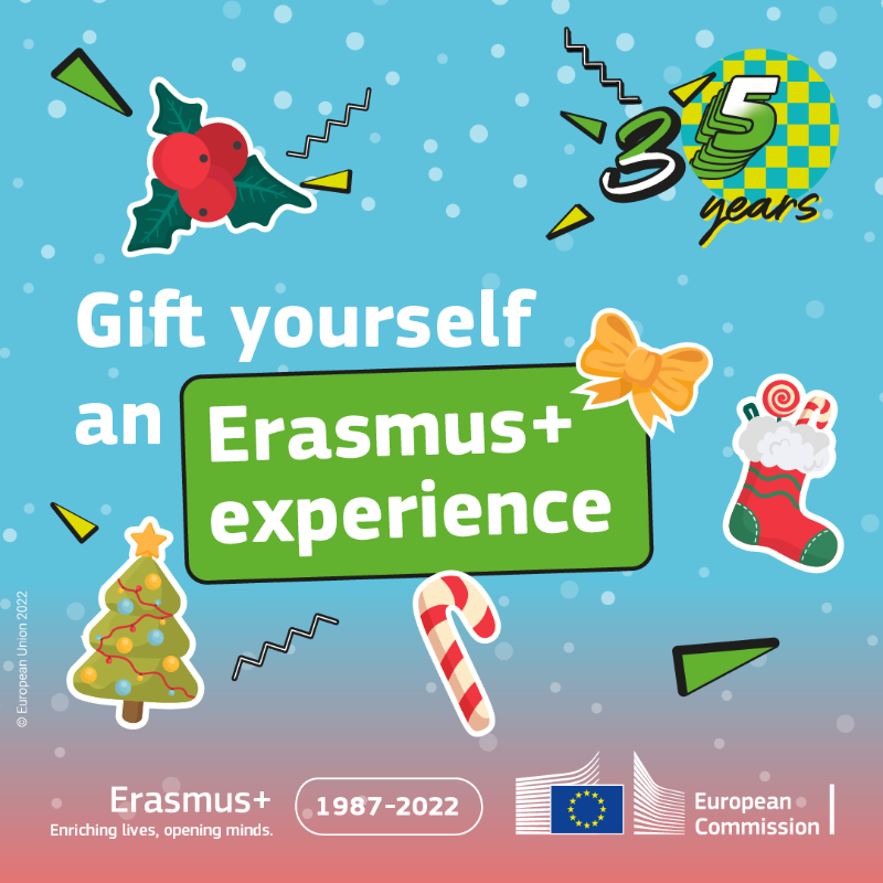 EUErasmusPlus's tweet photo. Season’s greetings from #ErasmusPlus! 🎄  

Remember that experiences are the gifts that matter most.

Why don’t you treat yourself these holidays? Gift yourself a well-deserved Erasmus+ experience

Find your opportunity⬇️

#ErasmusPlus35Years