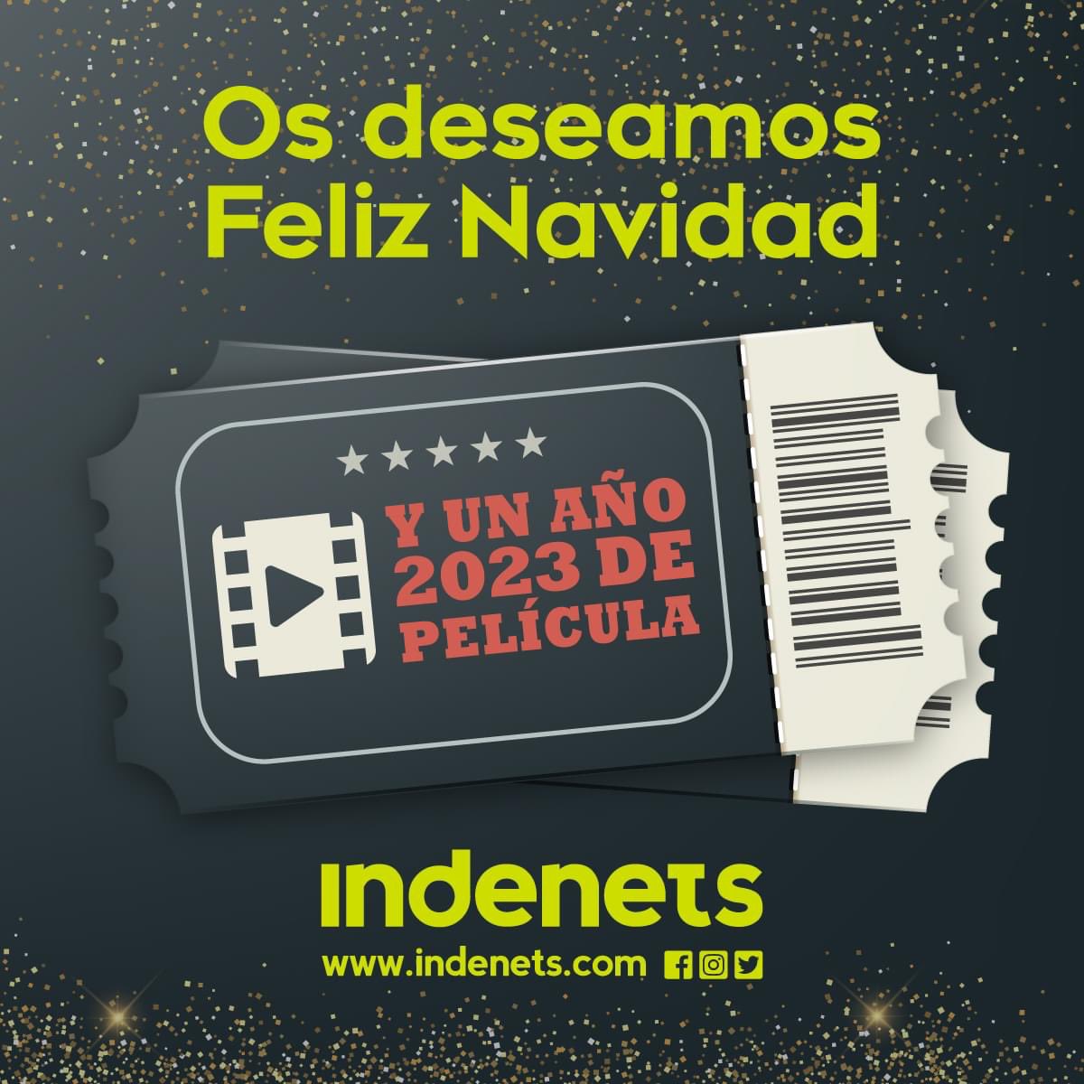 INDENETS's tweet photo. 💚🎟 ¡¡Todo el equipo de INDENETS os deseamos FELIZ NAVIDAD y un año 2023 de película!! https://t.co/sAEw4MSSWt