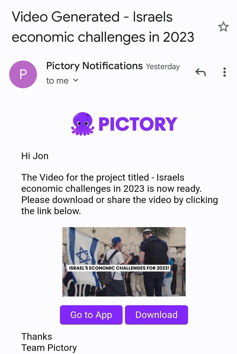 Another short yet quality content video produced.
Look forward to releasing the Israeli Economy series in January with the help of <a href="/pictoryai/">pictory</a> 
pictory.ai/?ref=u0xjv thank you <a href="/abidsays/">Abid Ali</a> <a href="/vishal_chalana/">Vishal Chalana</a>