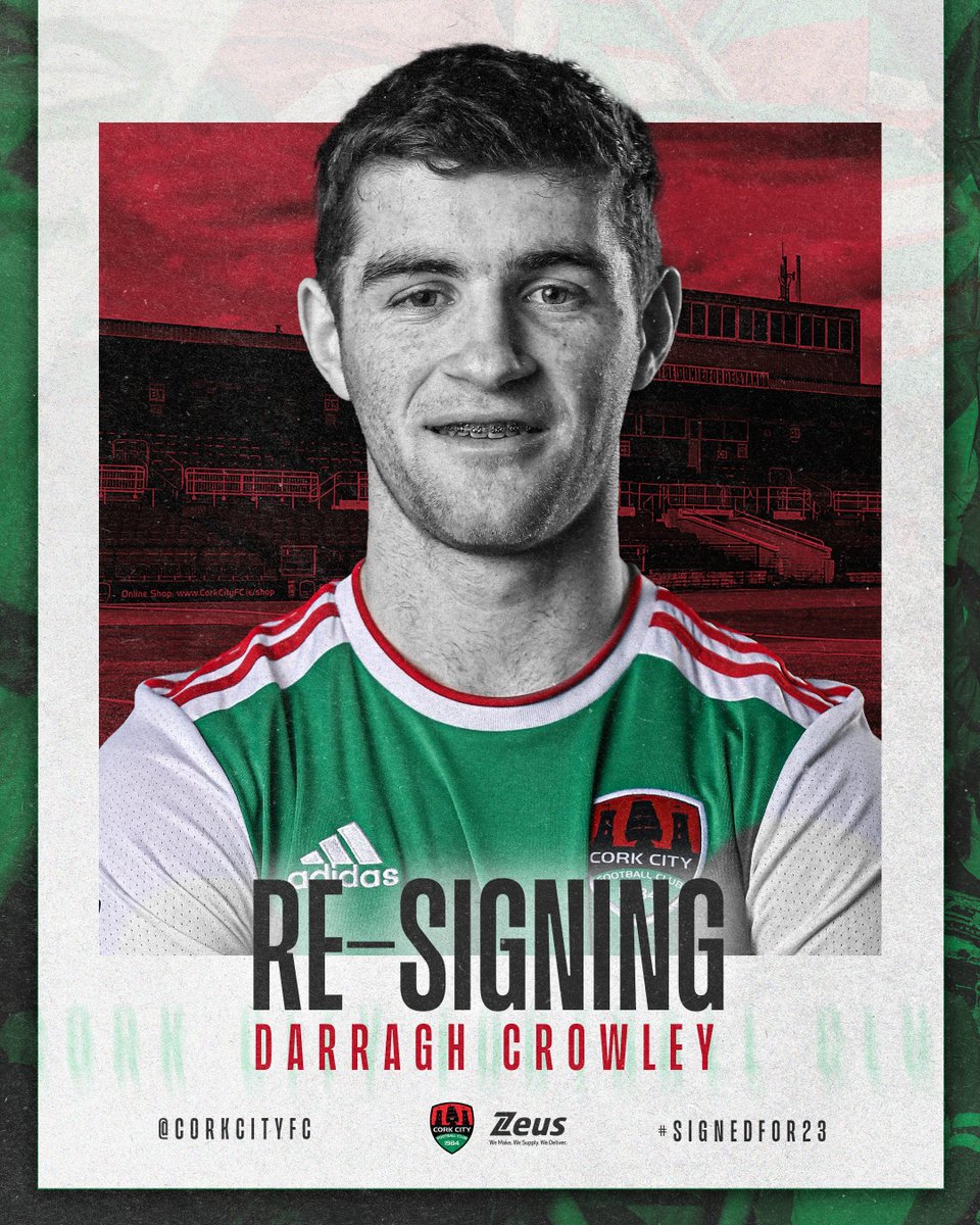 𝗥𝗘-𝗦𝗜𝗚𝗡𝗘𝗗 ✍🏼 We are delighted to announce that Darragh Crowley has re-signed with the club for the forthcoming season. 🤝 corkcityfc.ie/home/2022/12/2… #CCFC84 | @zeus_packaging