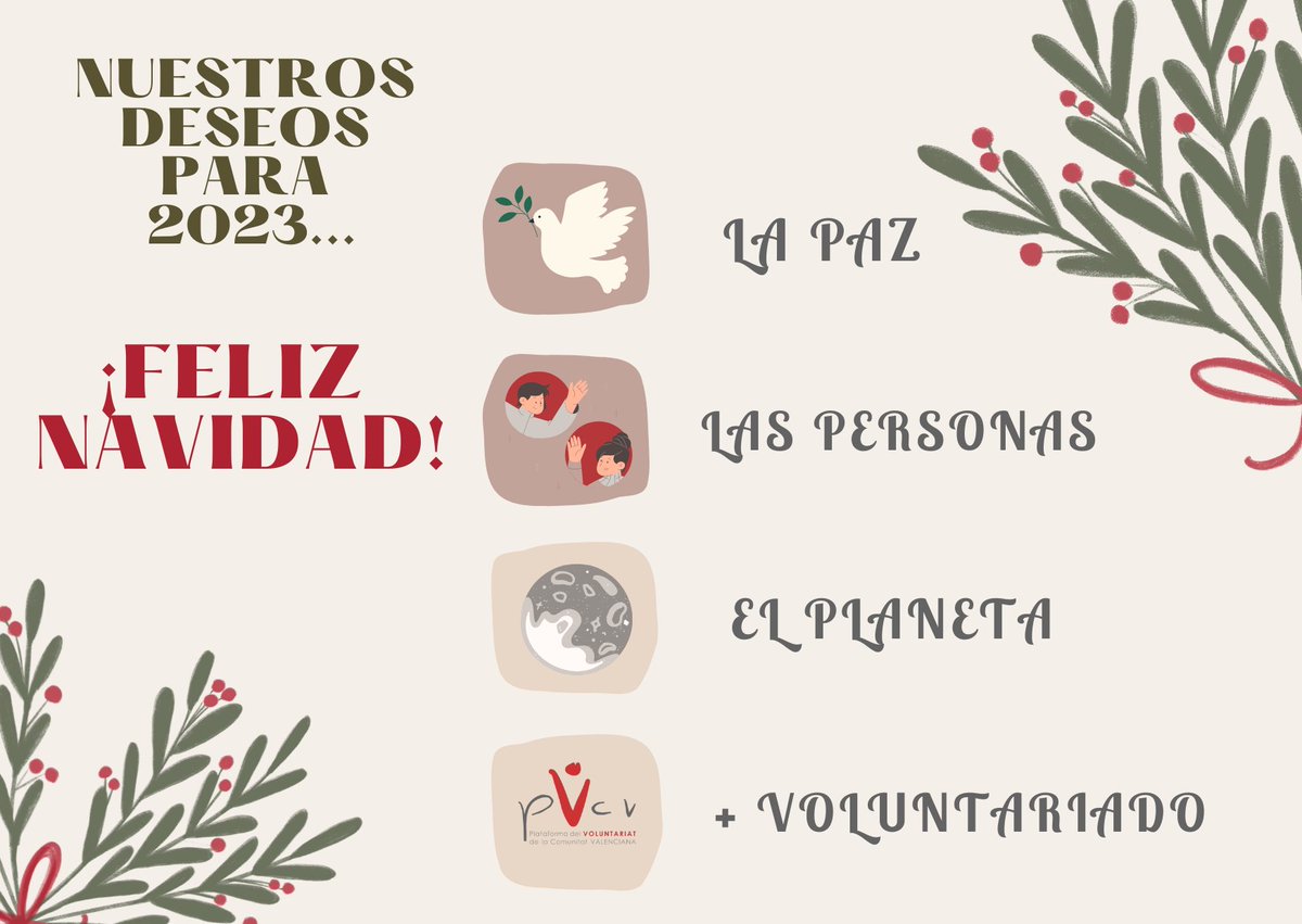 Desde la Plataforma del Voluntariat de la #ComunitatValenciana os deseamos 𝐹𝐸𝐿𝐼𝒞𝐸𝒮 𝐹𝐼𝐸𝒮𝒯𝒜𝒮 y os invitamos a pedir deseos 🫶 que hagan que podamos seguir trabajando por una sociedad más #solidaria e #igualitaria. 

#SomosPVCV #SomosVoluntariado #JuntosSomosMásFuertes