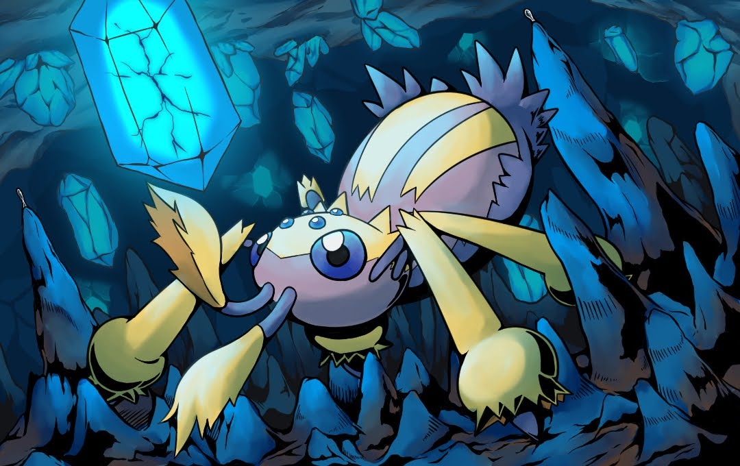 no humans pokemon (creature) cave full body eye contact crystal blue eyes  illustration images