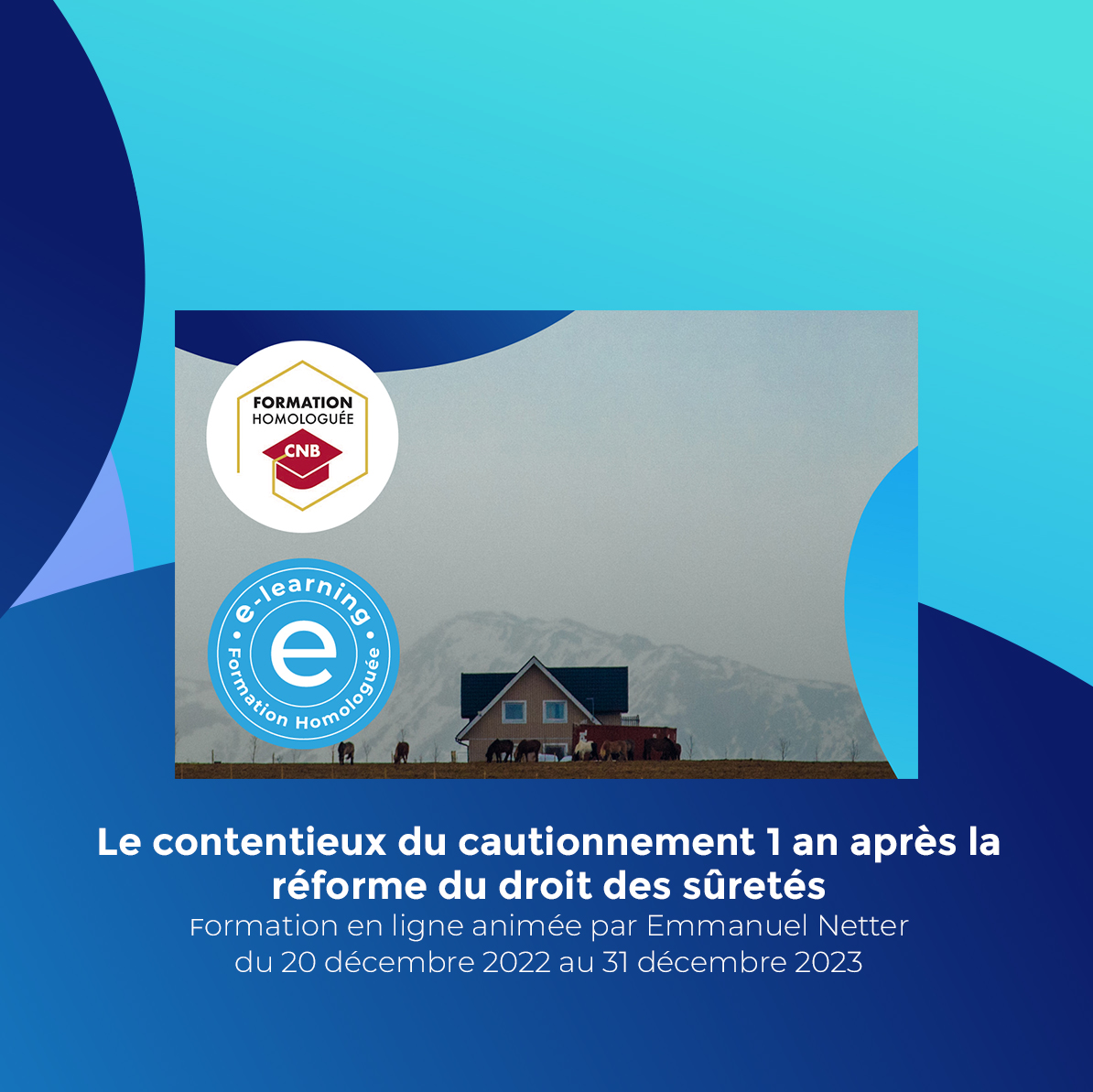 Ne manquez pas le replay de la conférence : Le contentieux du cautionnement 1 an après la réforme du droit des sûretés
Formation en ligne animée par Emmanuel Netter du 20 décembre 2022 au 31 décembre 2023 #formationadistance #elearning #avocat #droit #formations #legaltech