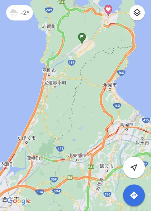 現在の石川県境の状況なのですが、全線終了しましたちなみに北陸道と国道8号は通行止 mr 大渋滞です、終了 