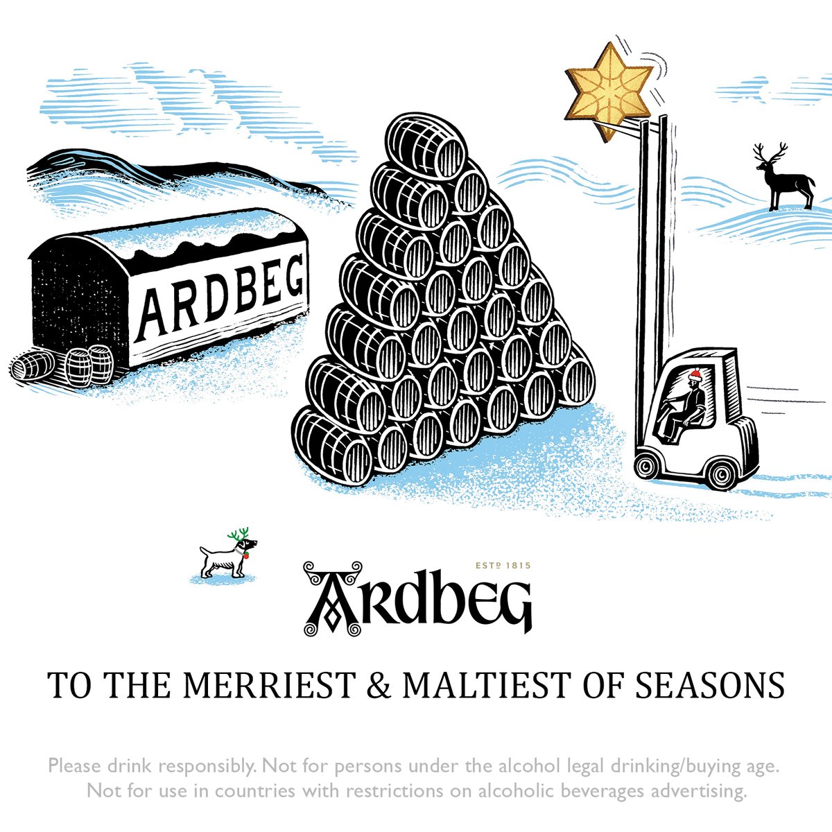 Here’s to the malt on the top of everyone’s wishlist this festive season. Happy holidays from everybody here at the Ardbeg Distillery! #Ardbeg #DrinkResponsibly