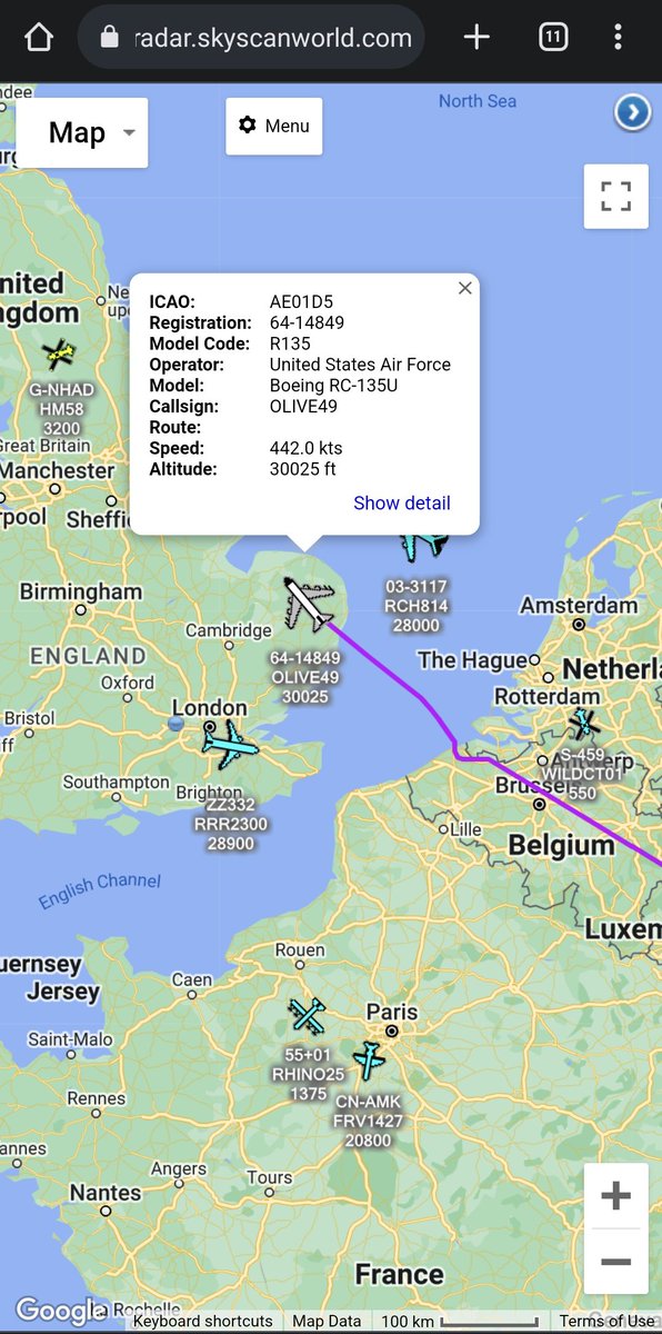 scan_sky's tweet photo. #USAF 🇺🇸 - Boeing RC-135U 🦈 - 64-14849 - #OLIVE49

Just Gone Feet Dry Over The UK 🇬🇧

64-14849 Deployed To Souda Bay 🇬🇷 On 11th Nov '22 &amp; Flew Missions Over The Eastern Mediterranean/Eastern Europe/Libyan Coast/Persian Gulf 🕵️ https://t.co/avB3qJ4vLu