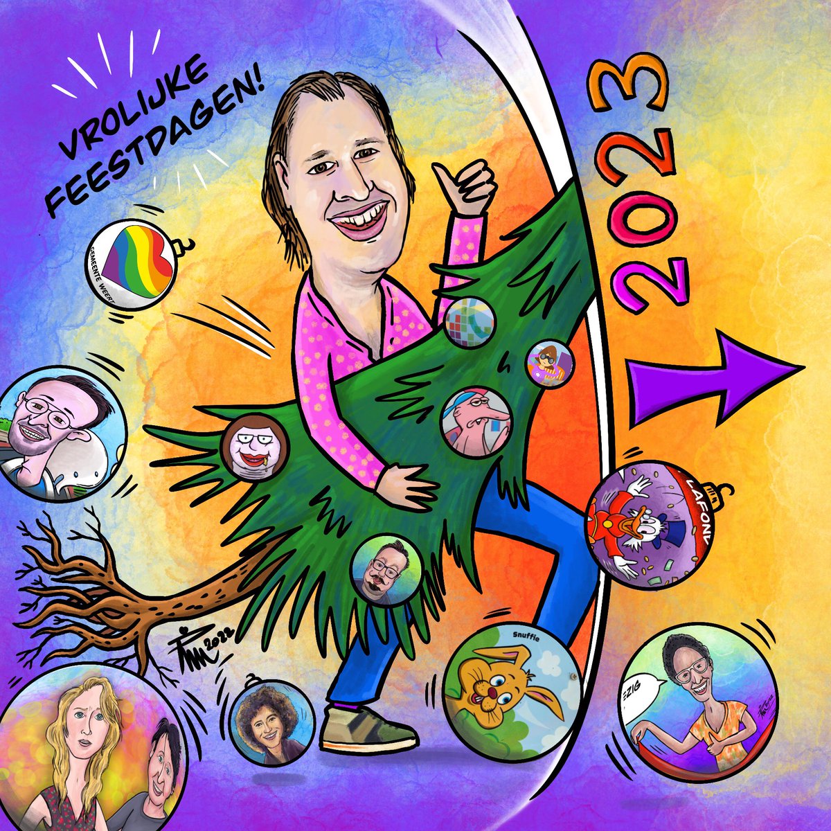 RimBeckers's tweet photo. Vrolijke feestdagen allemaal!

#humor #cartoonist #illustrator #karikaturen #workshop #livecartooning #netherlands #weertcultuur #weert #caricature #rimbeckers #kartoon #cartoon #newyear #2023 https://t.co/mmh3fbXKVY