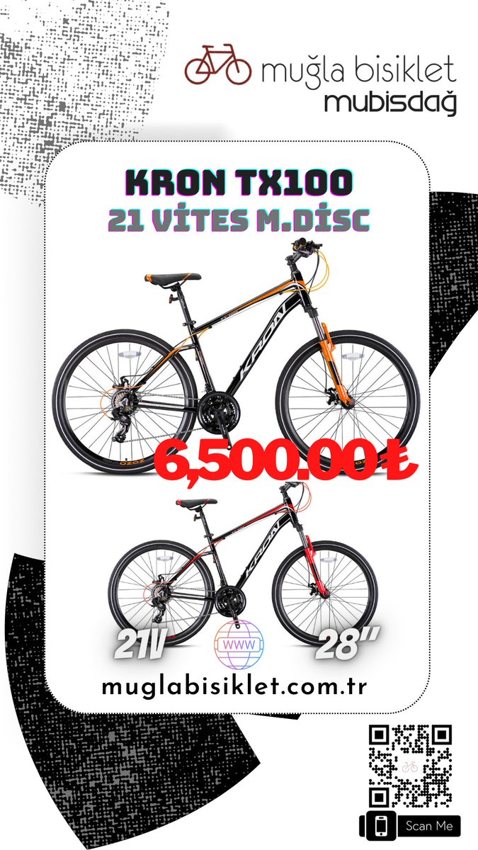 Kron TX 100 Şehir Bisikleti V -fren ve Mekanik Disk fren modelleri sınırlı sayıda.
Fiyat geçerlilik Tarihi : 31 Aralık

#muglabisiklet
#mubisdag
#indirim
#mugla
#mentese
#bisiklet
#kronbisiklet
#kronTX100