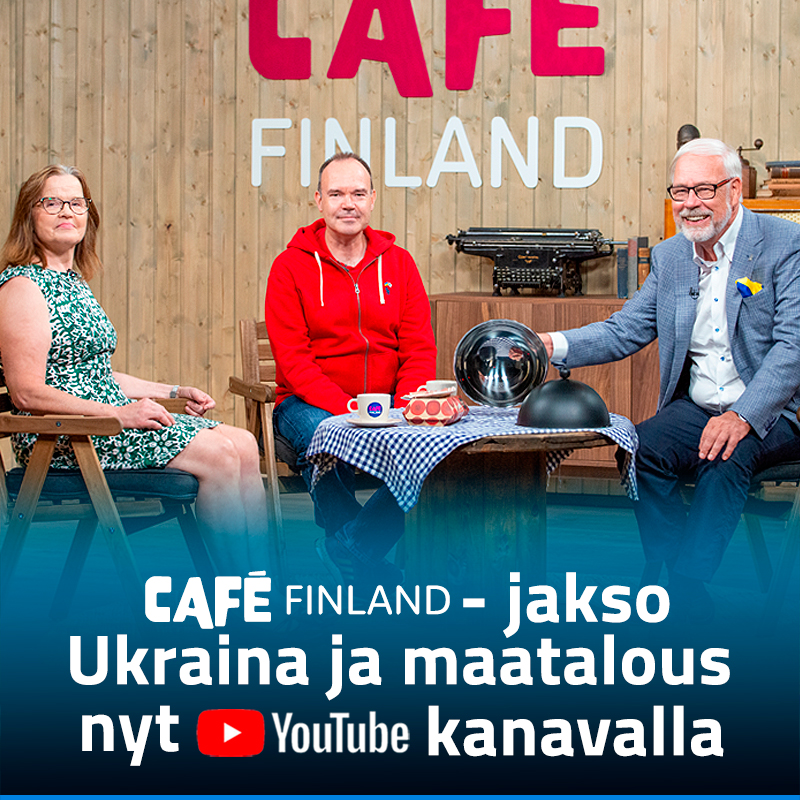 Suomi125v's tweet photo. "Ukrainalaiselle tilapäisen suojelun- ja työluvan saaminen kestää Suomessa kaksi viikkoa, Virossa alle tunnin ja Puolassa 20 minuuttia" 
Klikkaa ja katso Cafe Finland- jakso Ukraina ja maatalous nyt uusintana Youtubessa. Vieraina Peter Vesterbacka ja Päivi Nerg.